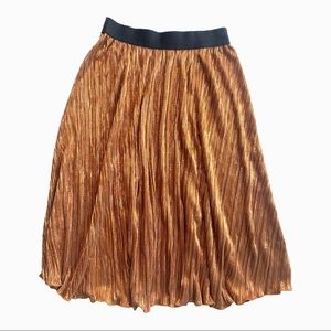 LuLaRoe Jill Metallic Copper Pleated MIDI Skirt Small